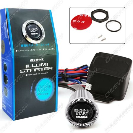 12V Car Engine Start Push Button Switch Blue LED Ignition Starter Kit