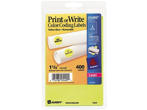 Avery Self-Adhesive Removable Labels  1-1/4  Round  400 Labels (5499)