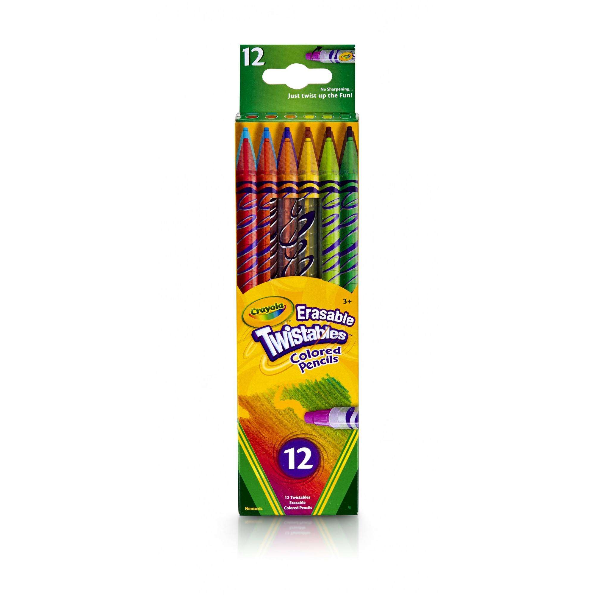 Crayola Erasable Twistables Colored Pencils, Assorted, 12/Pack (68-7508)