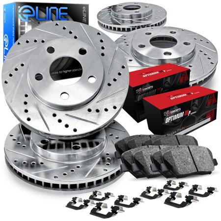 R1 Concepts Front Rear Brakes and Rotors Kit |Front Rear Brake Pads| Brake Rotors and Pads| Optimum OEp Brake Pads and Rotors |Hardware Kit - CEC.4804