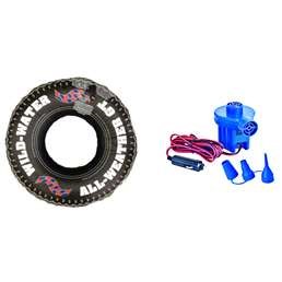 Swimline 9021 36  Inflatable Pool River Lake Floating Tire Tube W/ Electric Pump