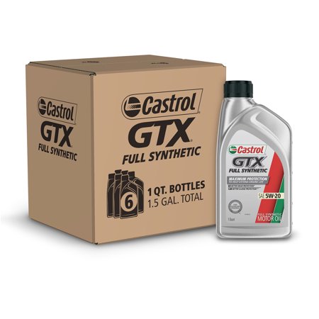 Castrol GTX Full Synthetic 5W-20 Motor Oil  1 Quart  Case of 6