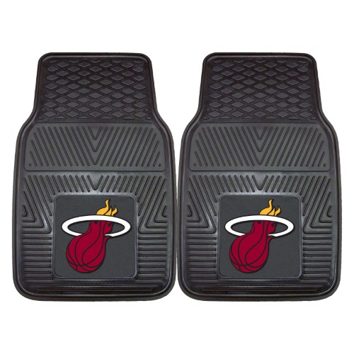 FANMATS Floor Mats Miami Heat 18 in. X 27 in. 2-Piece Heavy Duty Vinyl Car Mat Black 9318
