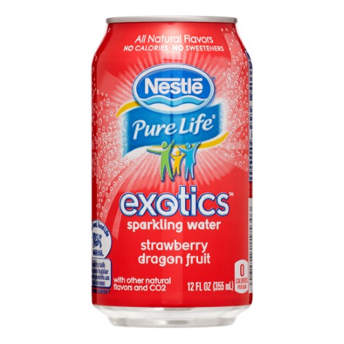 Nestl� Waters Pure Life Exotics Sparkling Water, Strawberry Dragonfruit, 12 Oz, Case of 24