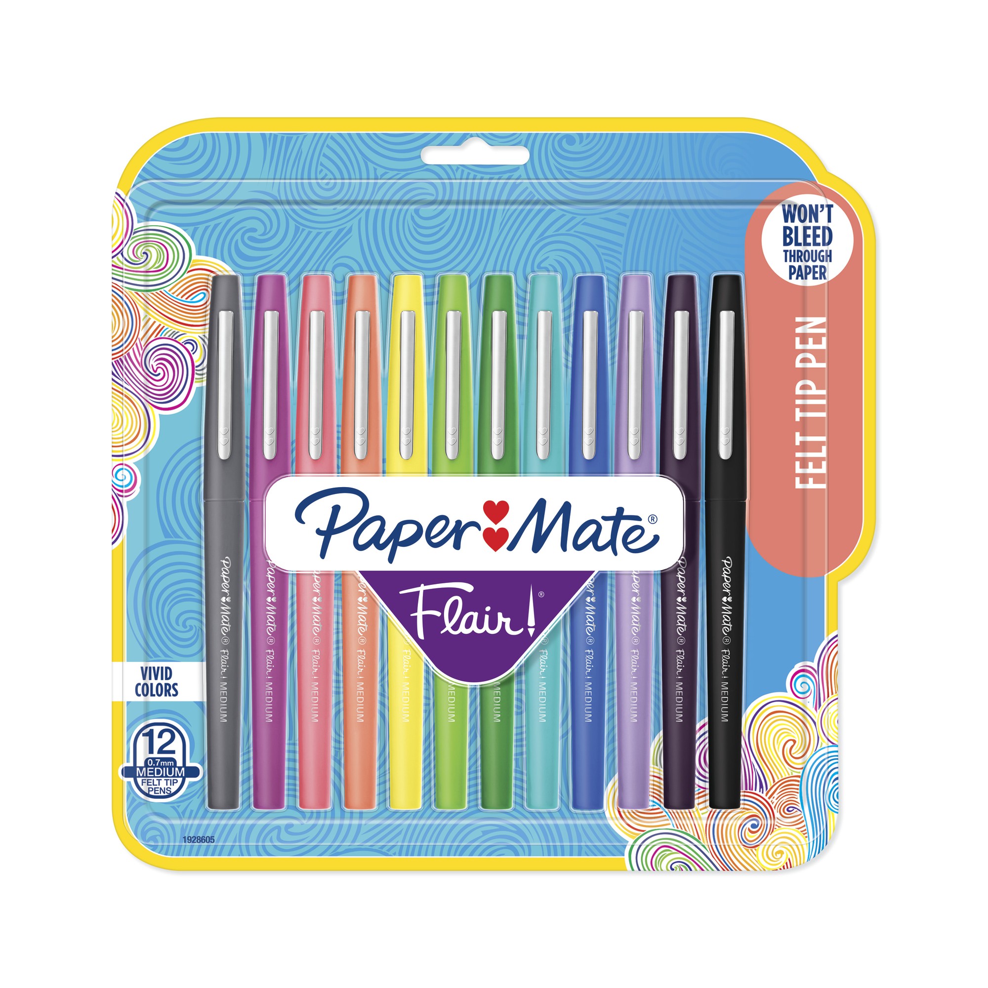 Paper Mate Flair Felt Tip Pens  Medium Point (0.7mm)  Tropical & Classic Colors  12 Count