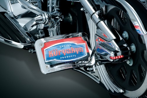 Kuryakyn Curved Side Black Mount Clamp License Plate Holder for H-D 1986-2014 S