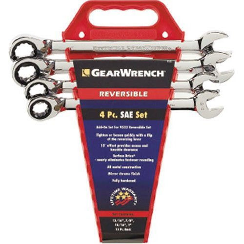 GearWrench 9545 4 Piece SAE Reversible Ratcheting Wrench Completer Set