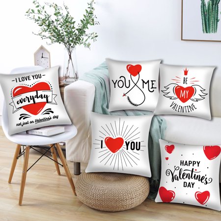 JunDanmall Pillow Case Soft Texture Easy Care Polyester Love Alphabet Printed Cushion Throw Cover Furniture Accessories  Color#5796