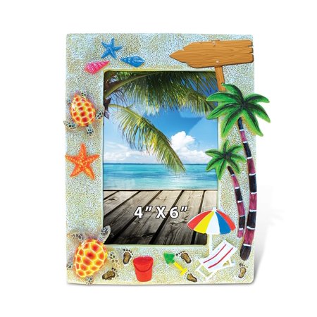 Sunny Beach Photo Frame 6 X4  Nautical Picture Frame - Beach Theme - Unique Elegant Gift and Souvenir - Item #9545  Handcrafted Nautical Décor by Puz