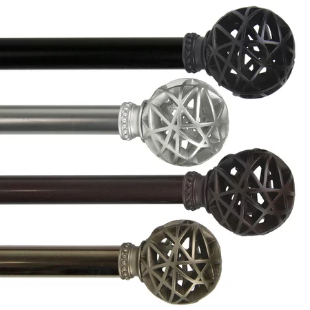 28  to 48  Adjustable 3/4  Dia Single Curtain Rod in Cocoa with Matthias Finials (4888-287)