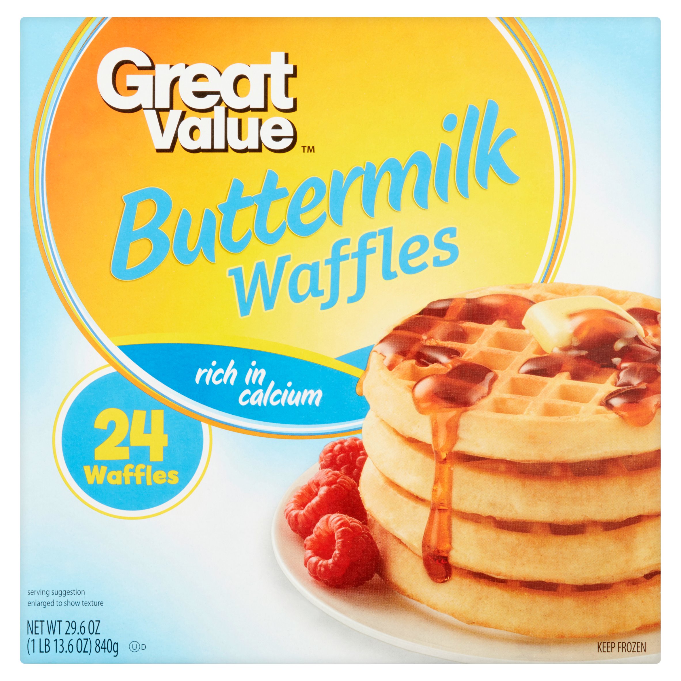 Great Value Buttermilk Waffles, 24 Count, 29.6 Oz Image