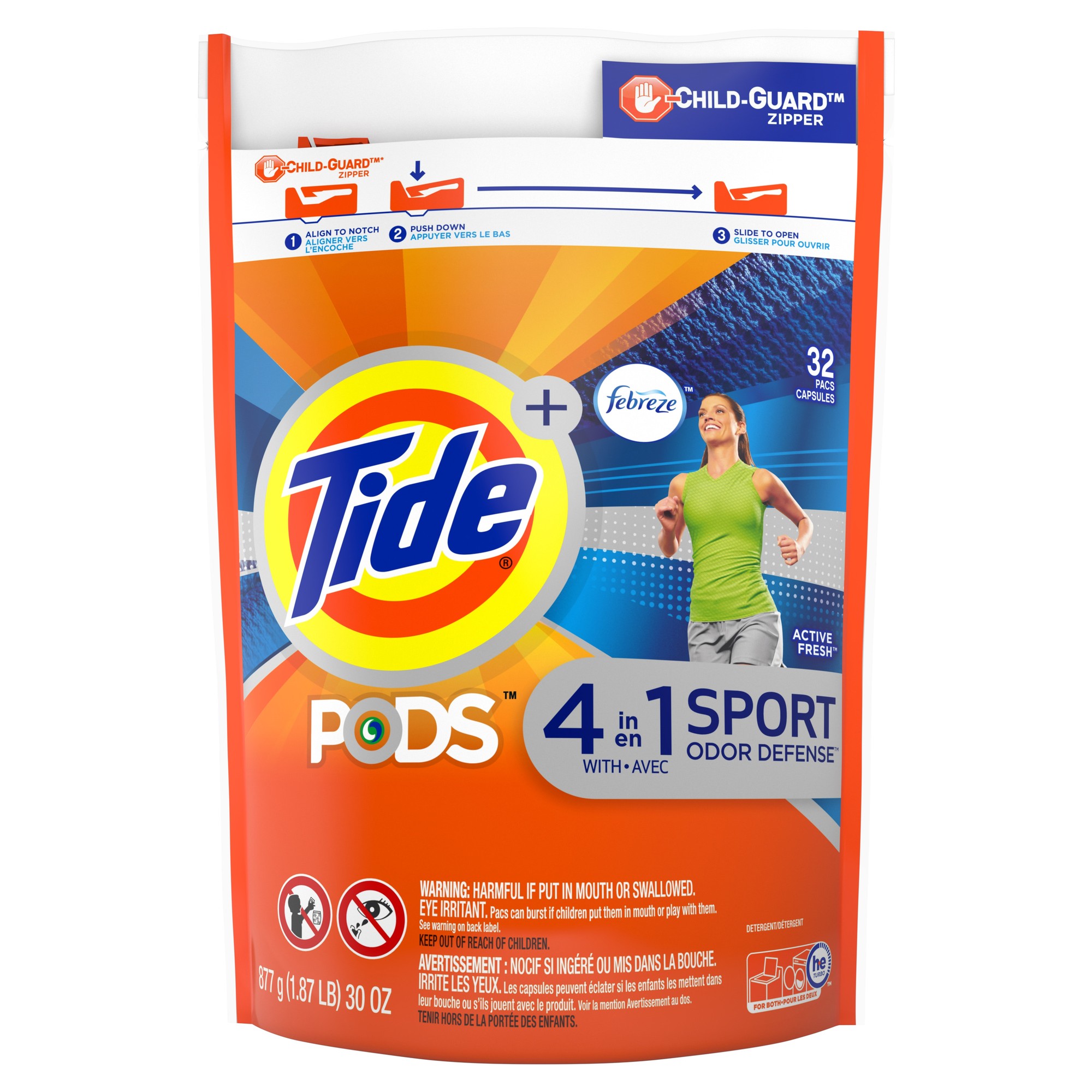 Tide Pods Febreze Sport Odor Defense Laundry Detergent Pacs  32 Ct