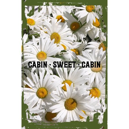 Daisy Flower Flat Canvas Wall Art Print Cabin Sweet Cabin Love up North Lake Nature Outdoors Chill Hanging Wall Sign Large 16 X 12 Inch Decor Funny Gi