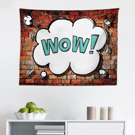 Brick Wall Tapestry  Colorful Grunge Scribbled Drawing on Surface Town Counter Culture Artisan  Fabric Wall Hanging Decor for Bedroom Living Room Dorm