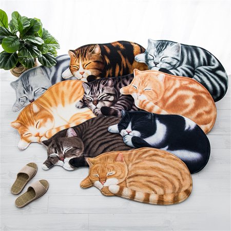 JunDanmall Door Mats Decorative Animal Shape Washable Adorable Sleeping Cat Doormat for Entryway  Color#9021