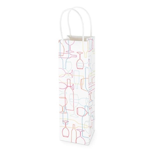 Revel Paper 4875 750 Ml Kraft Confetti Outline Bottle Bag by Cakewalk - White