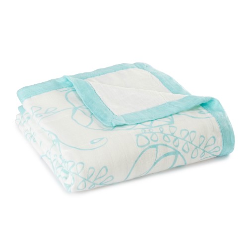 Aden + Anais Silky Soft Dream Blanket - Azure - Leafy