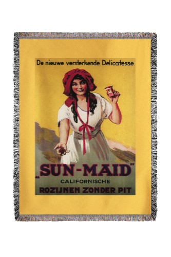 Dutch - Sun-Maid California Raisin - Vintage Advertisement (60x80 Woven Chenille Yarn Blanket)