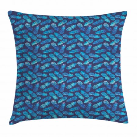 Pastel Throw Pillow Cushion Cover  Tropical Hawaiian Pineapple in Blue Shades Hipster Exotic Summer Fantasy  Decorative Square Accent Pillow Case  24 