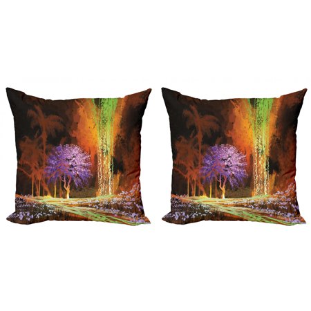 Ambesonne Fantasy Throw Pillow Cover 2 Pack  Digital Tropic Exotic  24   Multicolor