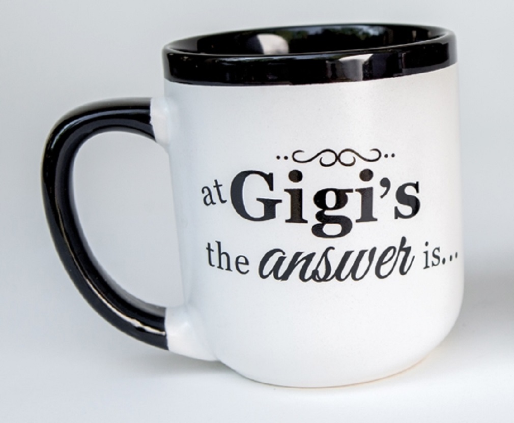 At Gigi S the Answer Is Yes - Black & White 16oz Ceramic Coffee Mug Gift