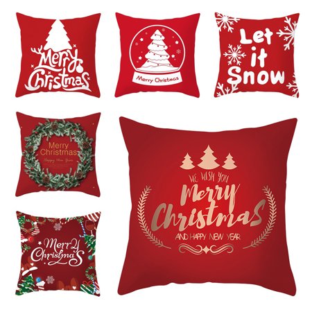 JunDanmall Polyester Peach Skin Christmas Pillowcase Breathable Skin-friendly Xmas Tree Throw Pillow Cover Home Decor  Color#3323