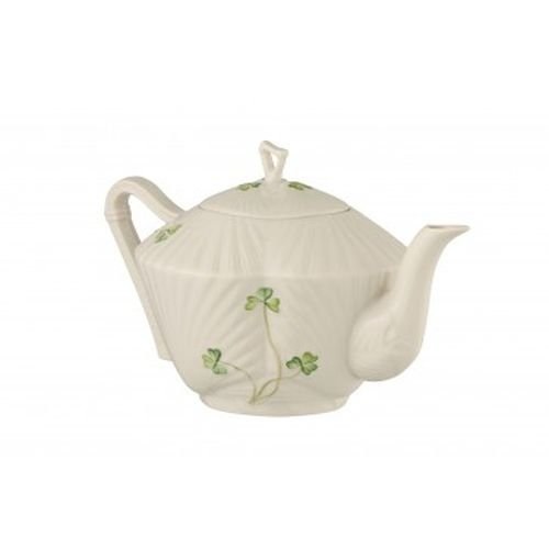 Belleek Pottery (Ireland) Harp Shamrock Teapot & Lid