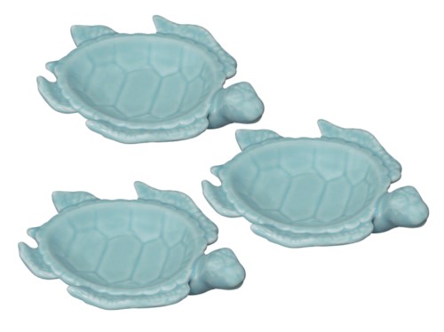 Coastal Nautical Light Blue Sea Turtle Footed Dish Set of 3 Andrea by Sadek