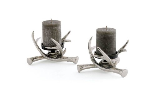 2-Pc Antler Pillar Candle Holder Set
