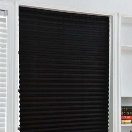 MEROTABLE Non-woven Shade Pleated Curtain Cordless Light Filtering Pleated Fabric Shade with 4 Clips Black 60*150CM