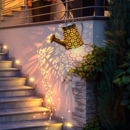 Solar Shower Garden Lights  Watering Can with Lights  Outdoor Hanging Waterproof Kettle Light  Solar Twinkle String Fairy Lights for Garden Decor Path