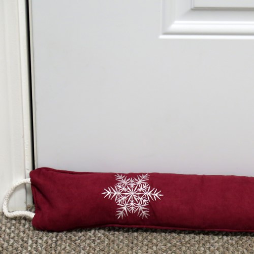 Evelots Door Draft Stopper-33 Inch-Free Over the Door Hook-Heat Stays in-Black (Red)