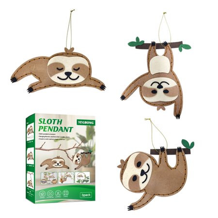Sloth Pendants Set Sloth Craft Sewing Kit Jungle Animal DIY Crafts Garden Tree Potted Plant Bedside Decoration Pendants Kids Gift