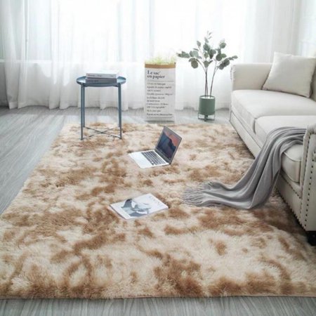 MEROTABLE Long Plush Area Rug Soft Fur Non-Slip Decorative Washable Floor Mat for Living Room Bedroom Khaki 1200MMx1600MM