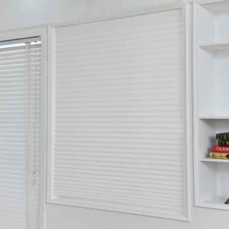 MEROTABLE Non-woven Shade Pleated Curtain Cordless Light Filtering Pleated Fabric Shade with 4 Clips White 90*180CM