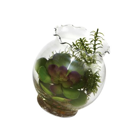 6781-S2 Succulent with Fluted Vase  Green/Purple  Set of 2