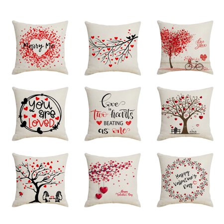 COOLL Valentines Pillow Case Detachable Fine Workmanship Flax Decorative Cushion Cover for Home  Color#8882