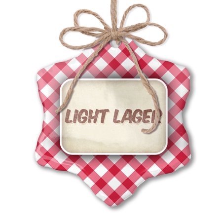 Christmas Ornament Light Lager Beer  Vintage Style Red Plaid Neonblond