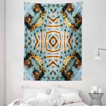 Tie Dye Decor Tapestry  Close Hippie Motif with Maya Clan Figures Dirt Tones Counter Culture Print  Wall Hanging for Bedroom Living Room Dorm Decor  6