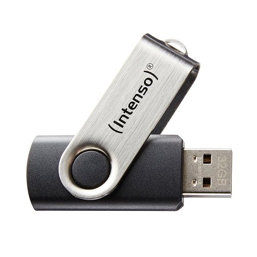 Intenso 32GB USB 2.0 Memory Pen, Basic Line, Black & Silver