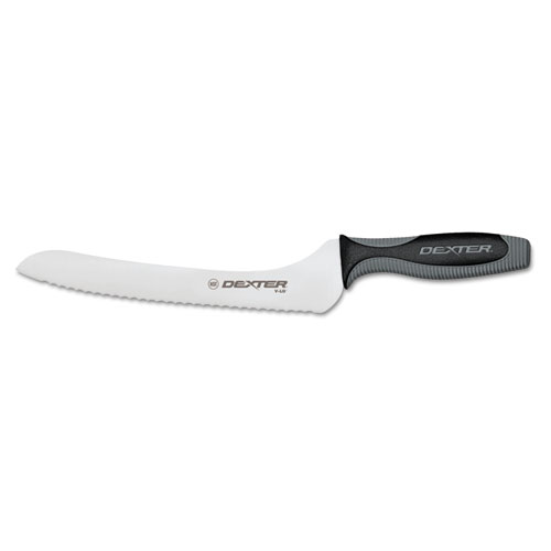 Dexter V-lo Stainless Steel Scalloped Offset Sandwich Knife with Black Santoprene® Handle - 9 L Blade