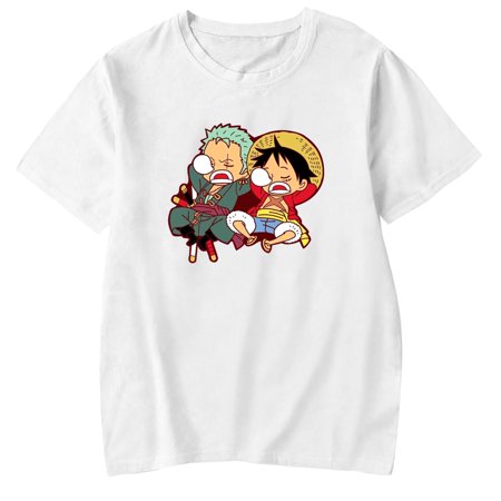 SOSPIRO Anime One Piece Graphic T-shirt Summer Casual Crewneck Short Sleeve Tee Tops for Women Men(White-L)