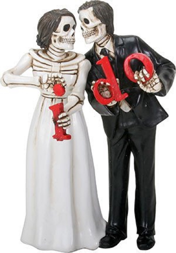 Love Never Dies Skeleton Wedding Couple Bride and Groom I Do Figurine New