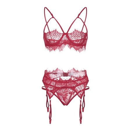 Roliyen New Sexy Fashion Lace Lingerie Underwear Sleepwear G-string Pajamas Garter