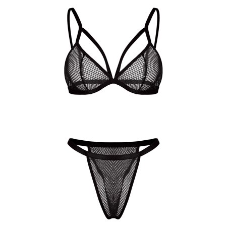 Roliyen New Sexy Fashion Love Lace Lingerie Underwear Sleepwear Steel Ring Pajamas