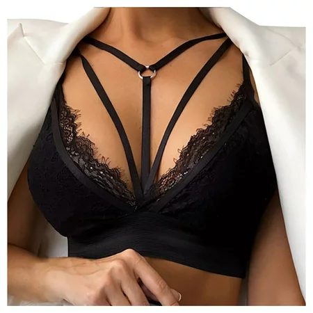 Roliyen Women Plus Size Vest Crop Wireless Bra Lingerie Sexy V-Neck Underwear Camisole