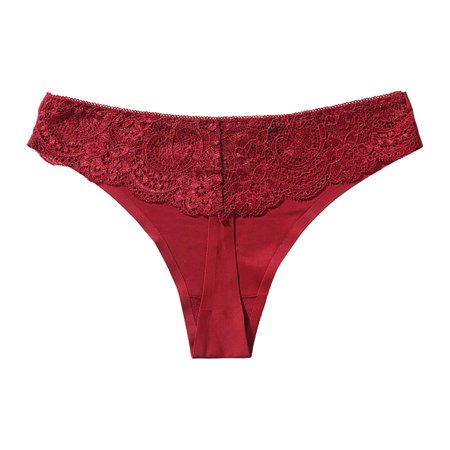 Jura Inc Sexy Lace Cozy G-string Panties Low Waist Women T-back Briefs (Wine Red L)