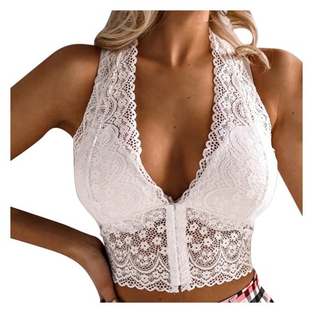 Roliyen Women Plus Size Vest Crop Wireless Bra Lingerie Sexy V-Neck Underwear Camisole