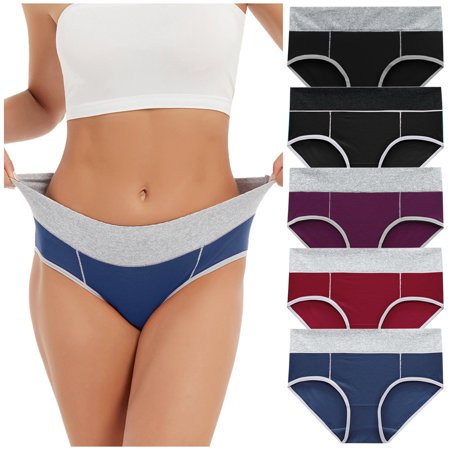 Roliyen Women Solid Color Patchwork Briefs Panties Underwear Knickers Bikini Underpants