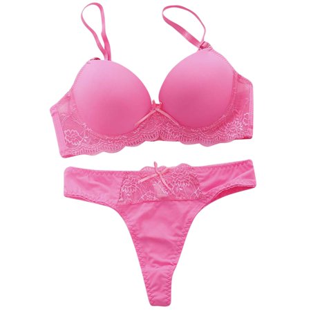 Roliyen Women S Push up Sexy Padded Bras Set Ladies Underwear Lingerie Lace Bra Knicker